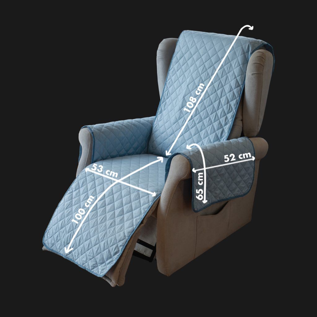 Coprisedia Per Poltrona Relax Con Braccioli - Copridivano Elasticizzato Con Tasche Portatutto - Grigio 53x190 Cm - Antigraffio Per Animali - 3